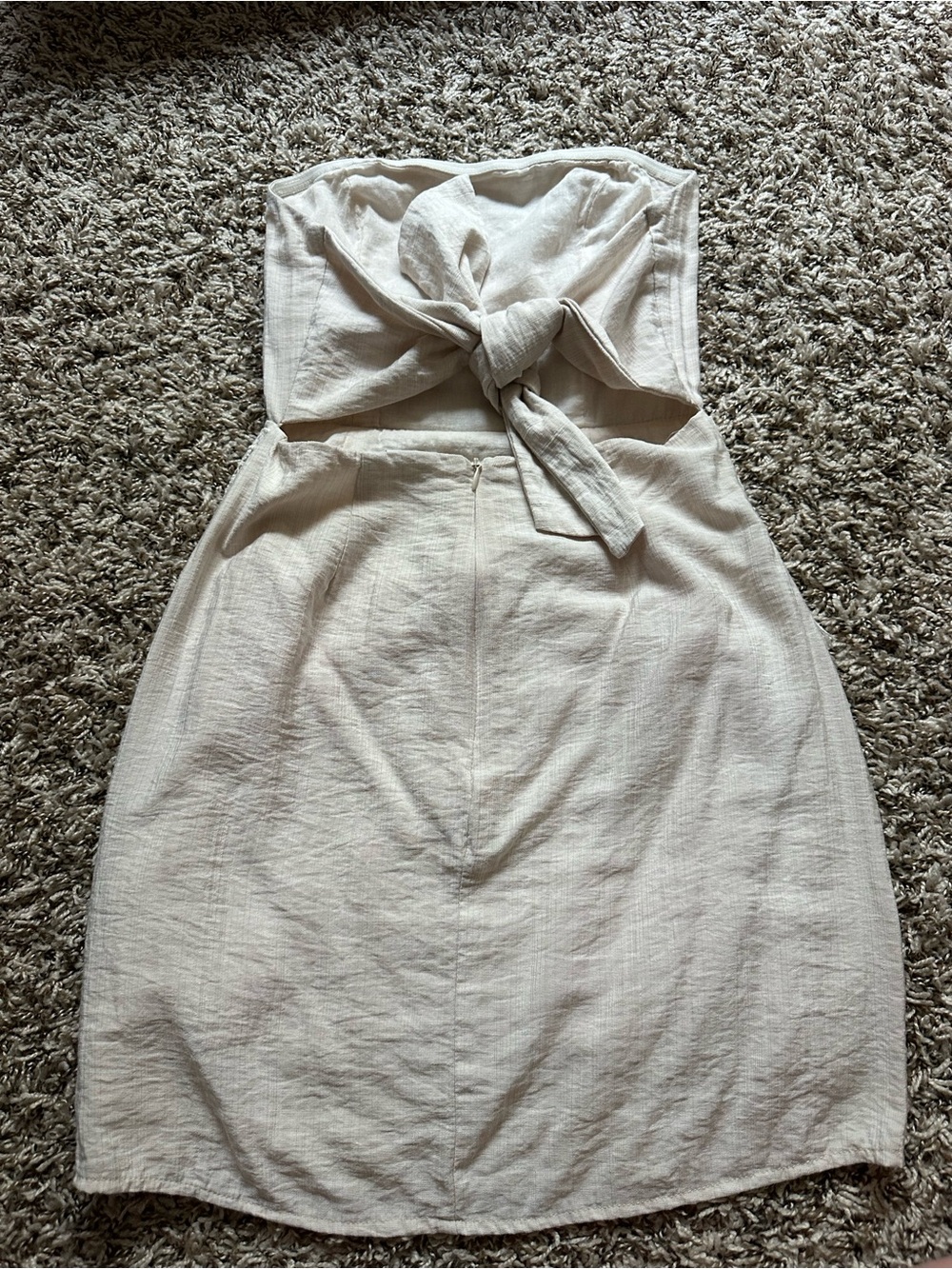 Selfie Leslie Strapless Cream Lace Fringe Mini Dress - Picture 5 of 8